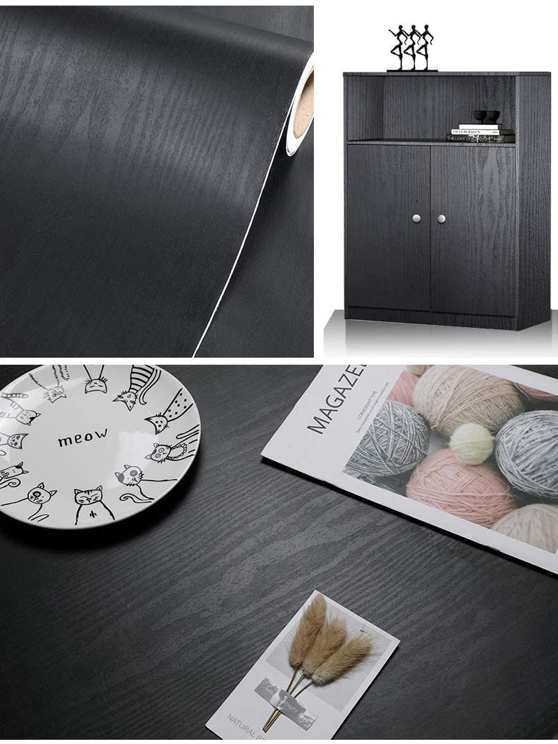 tiltil Black Wallpaper - Wood Peel and Stick Wallpaper â€“ Black Wood Self-Adhesive & Removable Wall paper for Countertop Furniture Kitchen Wall, Countertop Contact Paper, Easy to Clean, 17.7â€ Ã— 118â€ Vinyl - Image 2